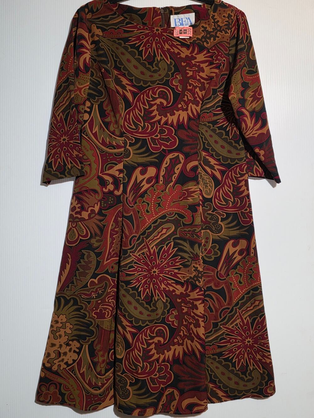 BFA Classics Size 10 Vintage Paisley Midi Dress Boho Grunge Indie Retro 90s